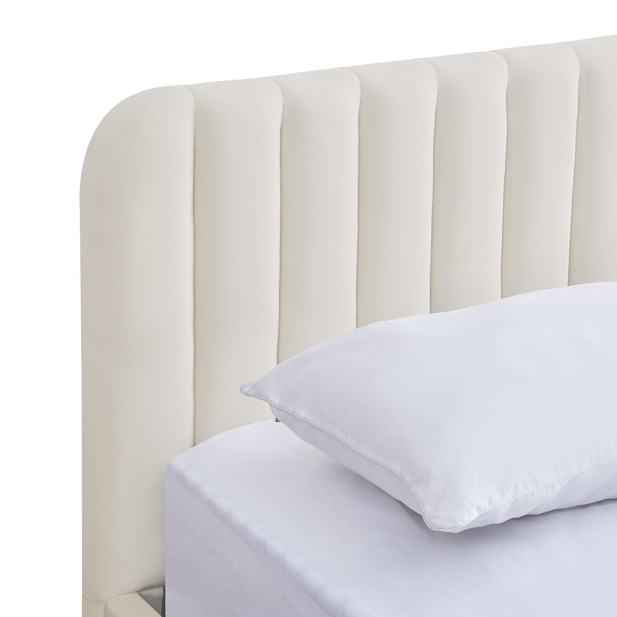 Ava - Lit Coffre Adulte 140x190 cm avec Tête de Lit Capitonnée en Velours - Beige