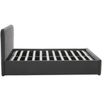 Ava - Lit Coffre Adulte 140x190 cm avec Tête de Lit Capitonnée en Velours - Gris