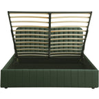 Ava - Lit Coffre Adulte 140x190 cm avec Tête de Lit Capitonnée en Velours - Vert Kaki