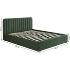 Ava - Lit Coffre Adulte 160x200 cm avec Tête de Lit Capitonnée en Velours - Vert Kaki
