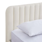 Ava - Lit Coffre Adulte 180x200 cm avec Tête de Lit Capitonnée en Velours - Beige