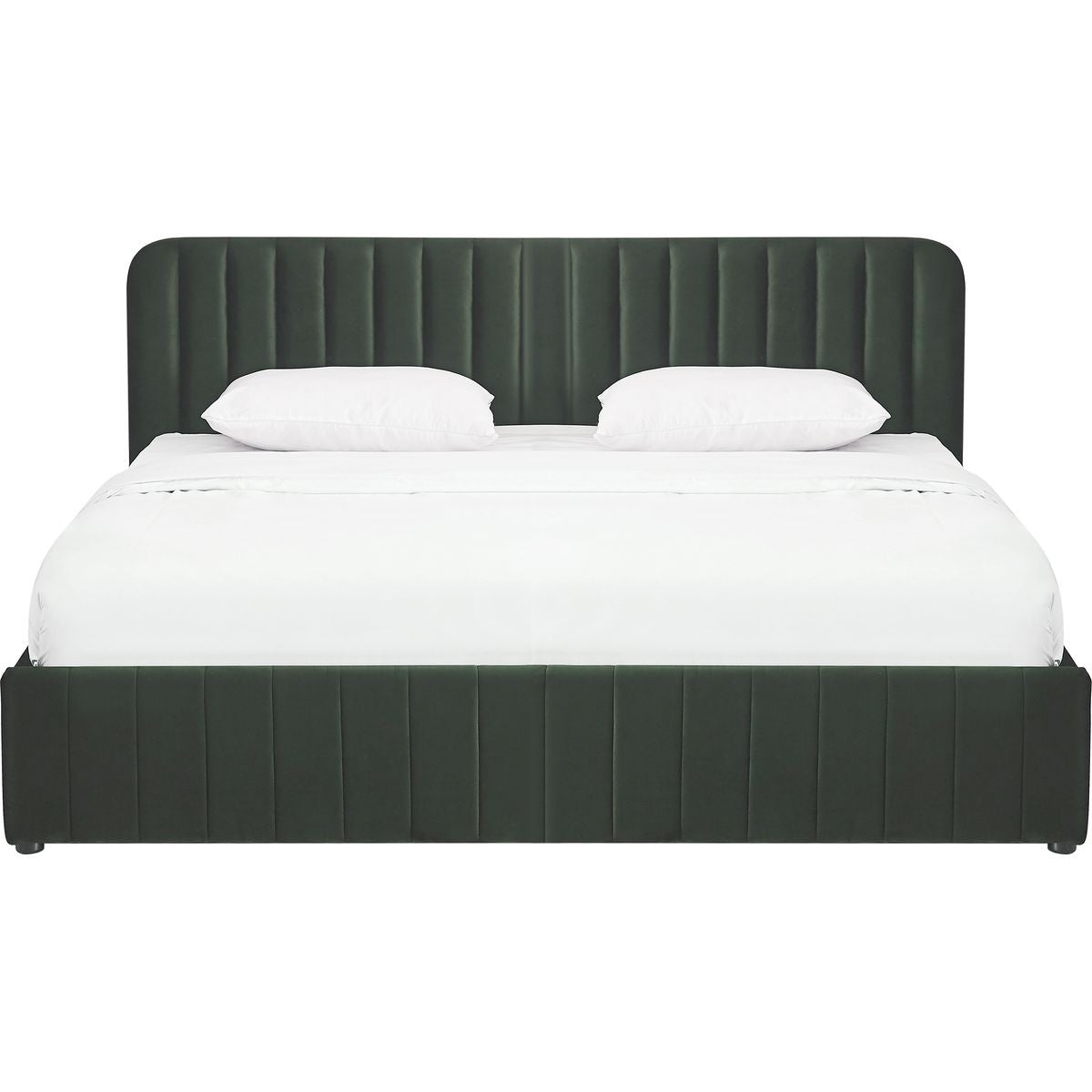 Ava - Lit Coffre Adulte 180x200 cm avec Tête de Lit Capitonnée en Velours - Vert Kaki