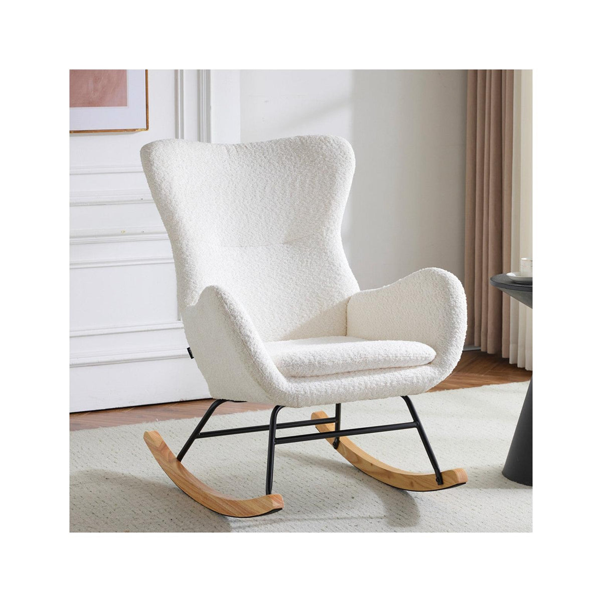 Béa - Rocking-Chair en Tissu Bouclé - Beige