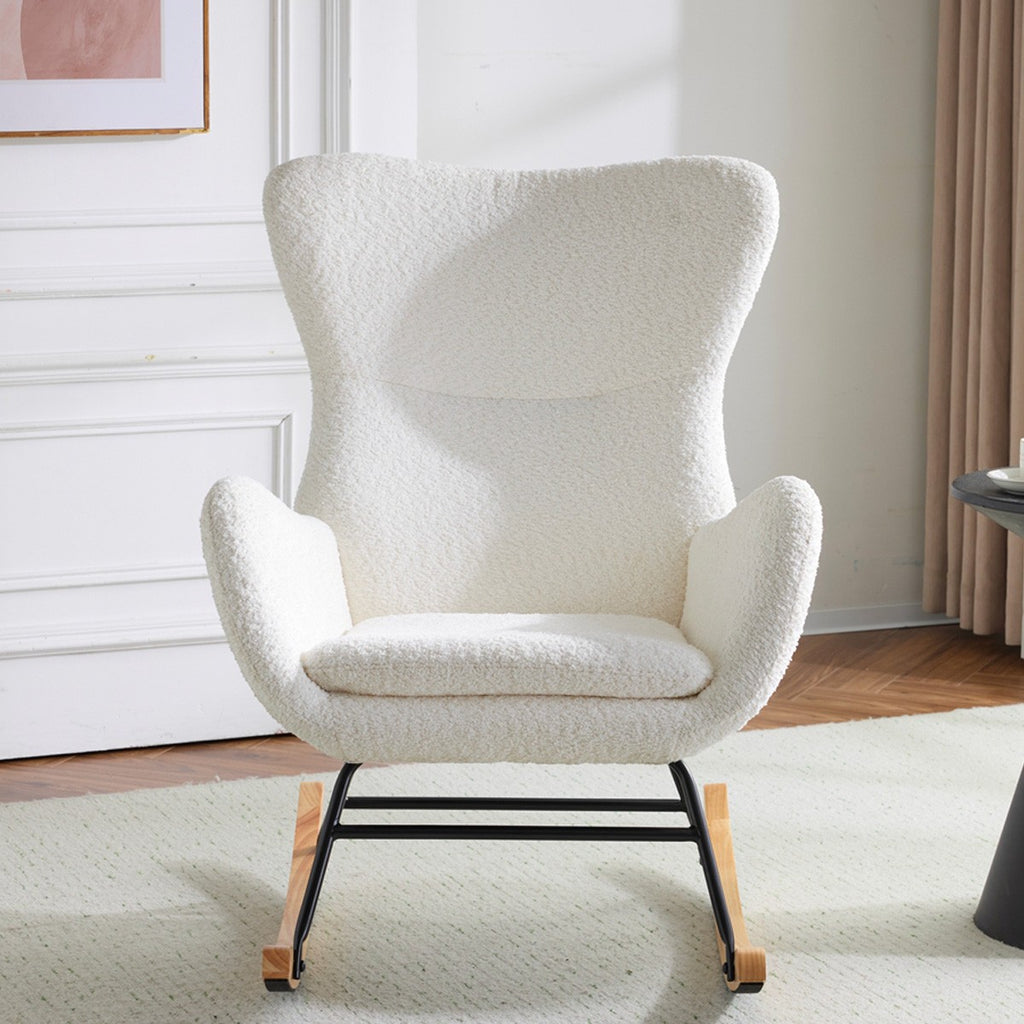 Béa - Rocking-Chair en Tissu Bouclé - Beige