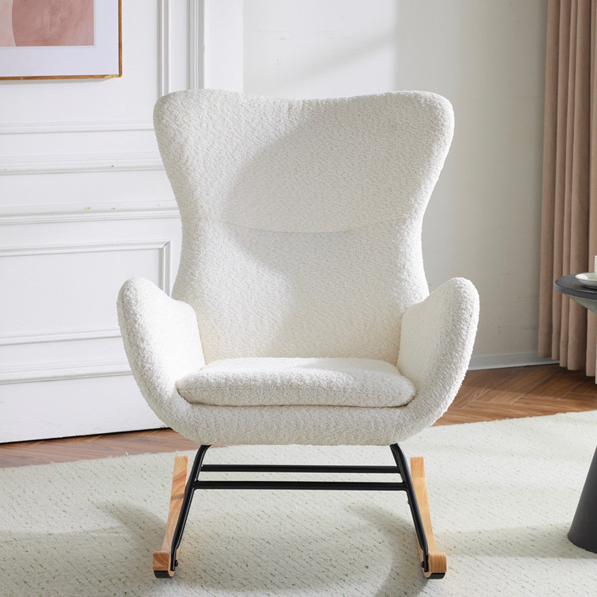 Béa - Rocking-Chair en Tissu Bouclé - Beige