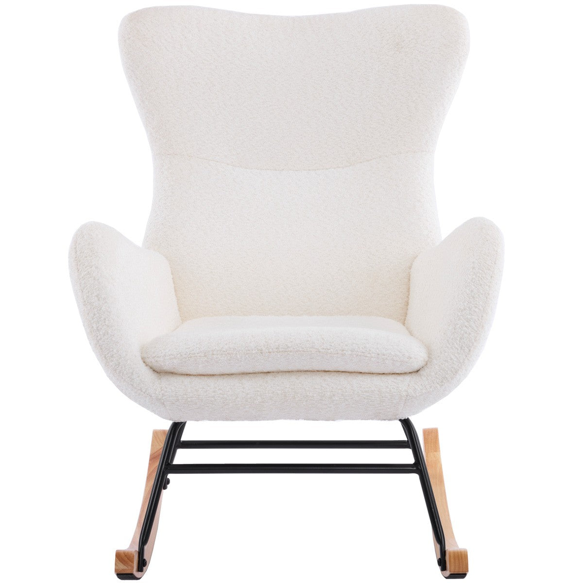 Béa - Rocking-Chair en Tissu Bouclé - Beige