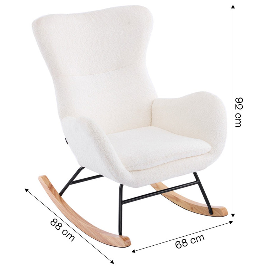 Béa - Rocking-Chair en Tissu Bouclé - Beige