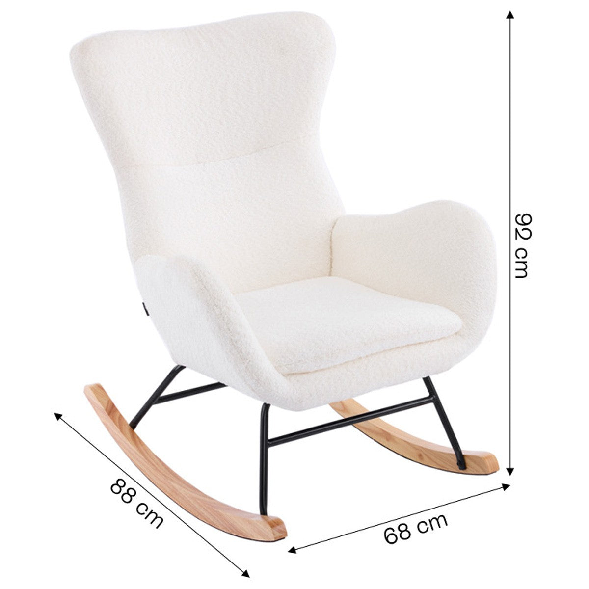 Béa - Rocking-Chair en Tissu Bouclé - Beige
