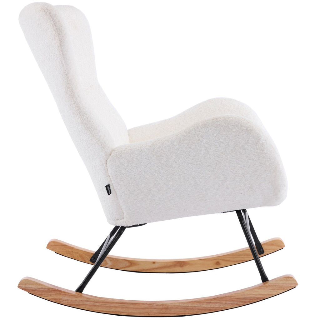 Béa - Rocking-Chair en Tissu Bouclé - Beige