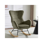 Béa - Rocking-Chair en Velours Côtelé - Vert Kaki