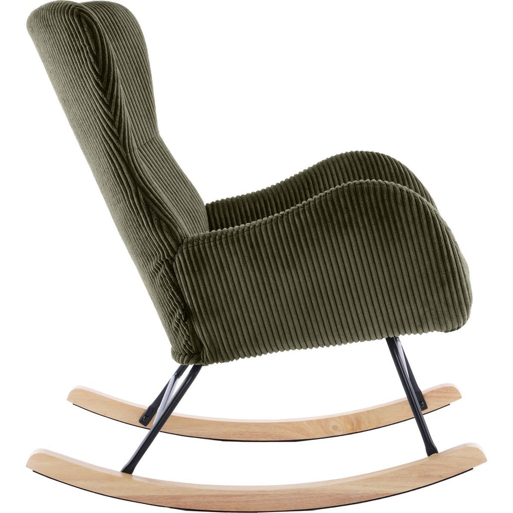 Béa - Rocking-Chair en Velours Côtelé - Vert Kaki