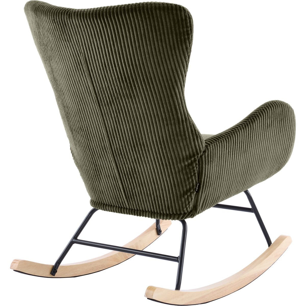 Béa - Rocking-Chair en Velours Côtelé - Vert Kaki