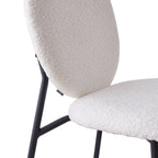 Betty - Lot de 2 Tabourets de Bar en Tissu Bouclette Écru, Piètement Métal Noir - Beige