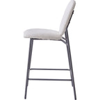 Betty - Lot de 2 Tabourets de Bar en Tissu Bouclette Écru, Piètement Métal Noir - Beige