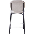 Betty - Lot de 2 Tabourets de Bar en Tissu Bouclette Écru, Piètement Métal Noir - Beige