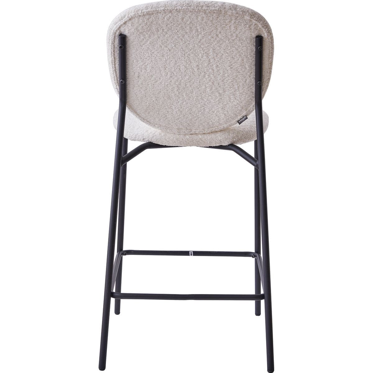 Betty - Lot de 2 Tabourets de Bar en Tissu Bouclette Écru, Piètement Métal Noir - Beige