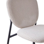 Betty - Lot de 2 Tabourets de Bar en Velours Côtelé, Piètement Métal Noir - Beige