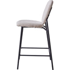 Betty - Lot de 2 Tabourets de Bar en Velours Côtelé, Piètement Métal Noir - Beige