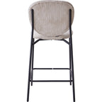 Betty - Lot de 2 Tabourets de Bar en Velours Côtelé, Piètement Métal Noir - Beige