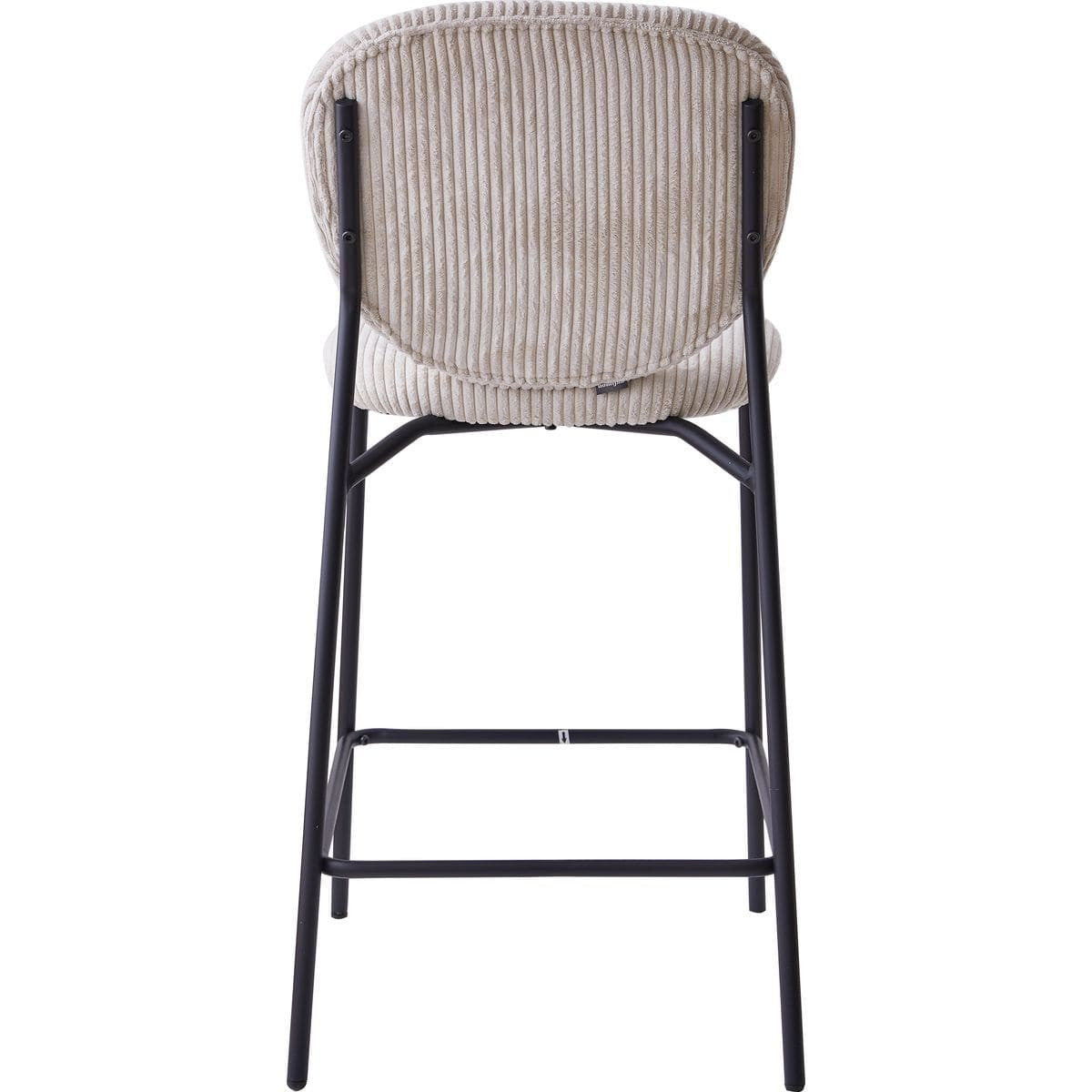 Betty - Lot de 2 Tabourets de Bar en Velours Côtelé, Piètement Métal Noir - Beige