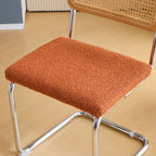 Muse - Lot de 2 Chaises en Cannage, Tissu Bouclé et Métal Chromé - Rouille