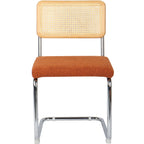 Muse - Lot de 2 Chaises en Cannage, Tissu Bouclé et Métal Chromé - Rouille