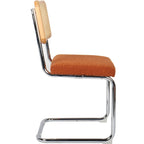 Muse - Lot de 2 Chaises en Cannage, Tissu Bouclé et Métal Chromé - Rouille