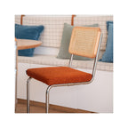 Muse - Lot de 2 Chaises en Cannage, Tissu Bouclé et Métal Chromé - Rouille