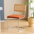 Muse - Lot de 2 Chaises en Cannage, Tissu Bouclé et Métal Chromé - Rouille