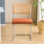 Muse - Lot de 2 Chaises en Cannage, Tissu Bouclé et Métal Chromé - Rouille