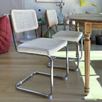 Muse - Lot de 2 Chaises en Cannage Velours Côtelé et Métal Chromé - Beige