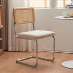 Muse - Lot de 2 Chaises en Cannage Velours Côtelé et Métal Chromé - Beige