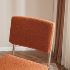 Dulce - Lot de 2 Chaises en Tissu Bouclé et Métal Chromé - Rouille