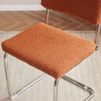 Dulce - Lot de 2 Chaises en Tissu Bouclé et Métal Chromé - Rouille