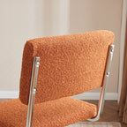 Dulce - Lot de 2 Chaises en Tissu Bouclé et Métal Chromé - Rouille