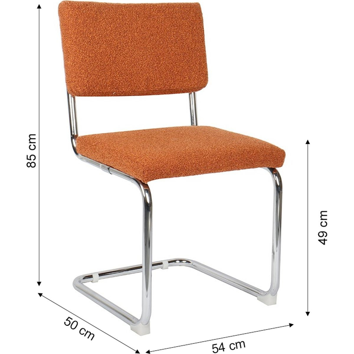 Dulce - Lot de 2 Chaises en Tissu Bouclé et Métal Chromé - Rouille