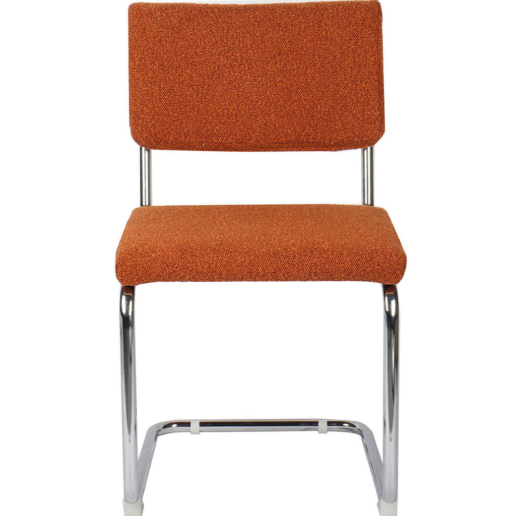 Dulce - Lot de 2 Chaises en Tissu Bouclé et Métal Chromé - Rouille