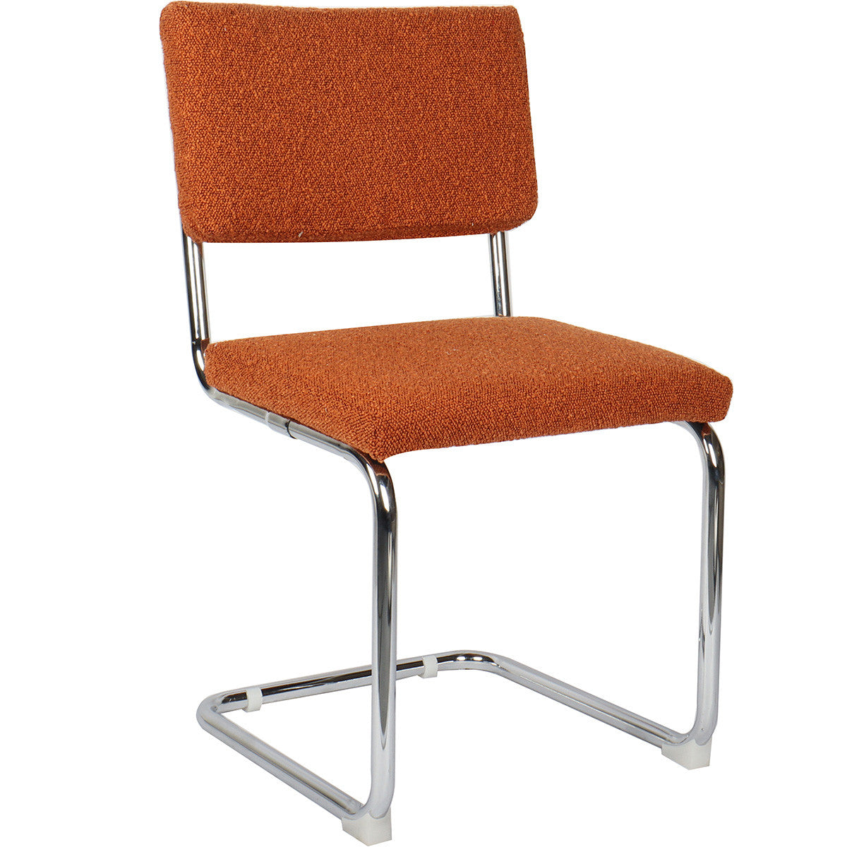 Dulce - Lot de 2 Chaises en Tissu Bouclé et Métal Chromé - Rouille