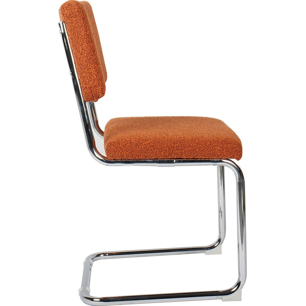 Dulce - Lot de 2 Chaises en Tissu Bouclé et Métal Chromé - Rouille