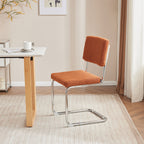 Dulce - Lot de 2 Chaises en Tissu Bouclé et Métal Chromé - Rouille