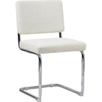 Dulce - Lot de 2 Chaises en Tissu Bouclé et Métal Chromé - Beige