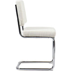 Dulce - Lot de 2 Chaises en Tissu Bouclé et Métal Chromé - Beige