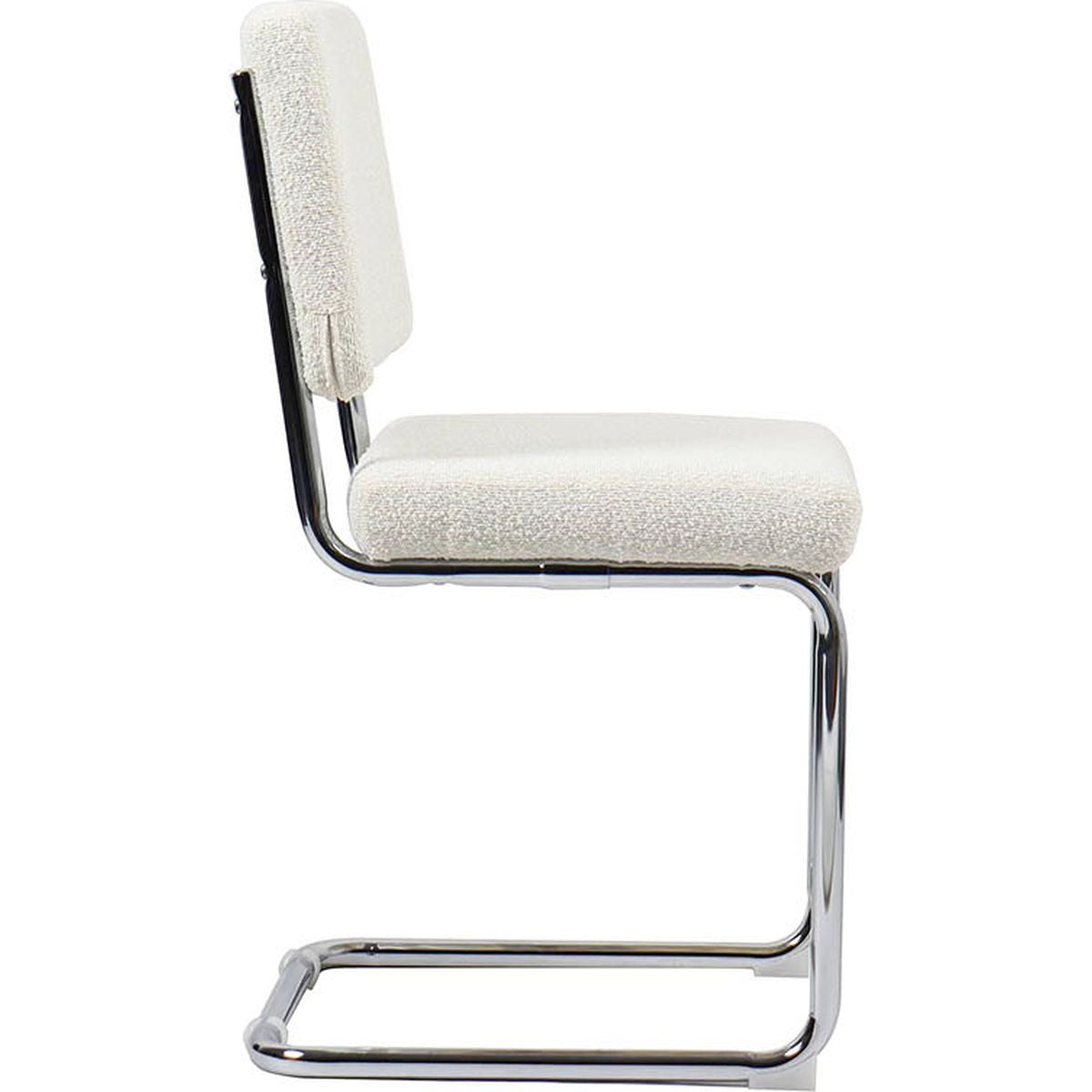 Dulce - Lot de 2 Chaises en Tissu Bouclé et Métal Chromé - Beige