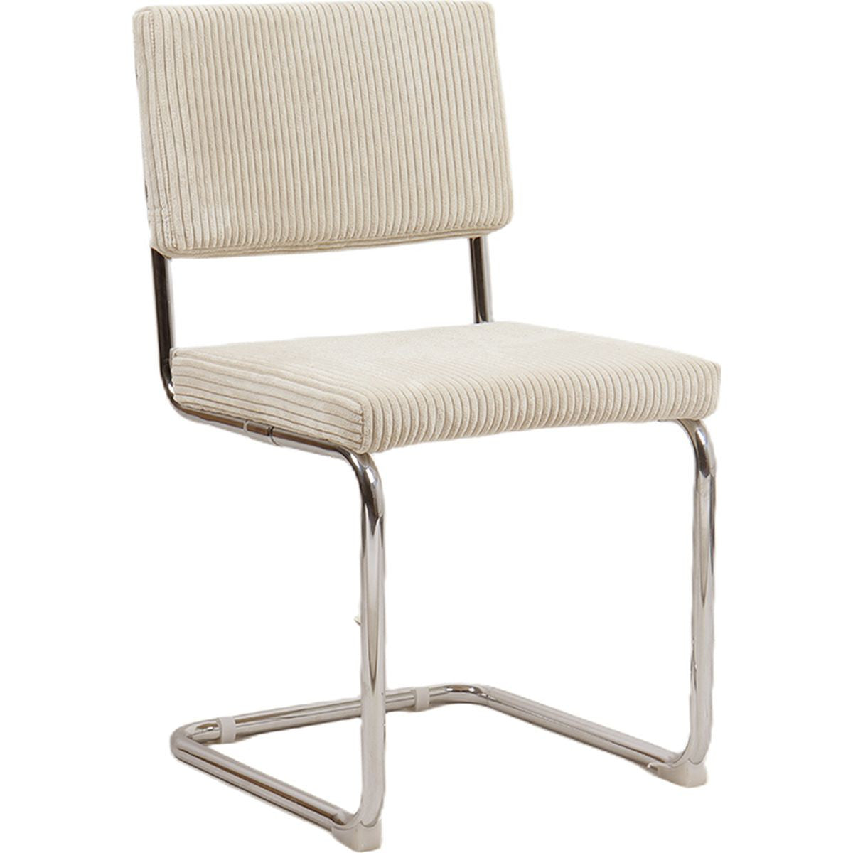 Dulce - Lot de 2 Chaises en Velours Côtelé et Métal Chromé - Beige