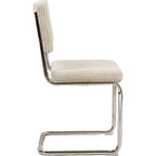 Dulce - Lot de 2 Chaises en Velours Côtelé et Métal Chromé - Beige