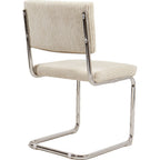Dulce - Lot de 2 Chaises en Velours Côtelé et Métal Chromé - Beige