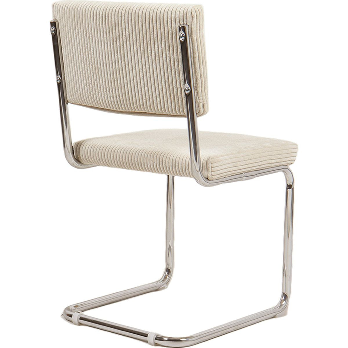 Dulce - Lot de 2 Chaises en Velours Côtelé et Métal Chromé - Beige