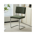 Dulce - Lot de 2 Chaises en Velours Côtelé Vert et Métal Chromé - Vert Kaki