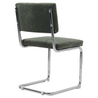 Dulce - Lot de 2 Chaises en Velours Côtelé Vert et Métal Chromé - Vert Kaki