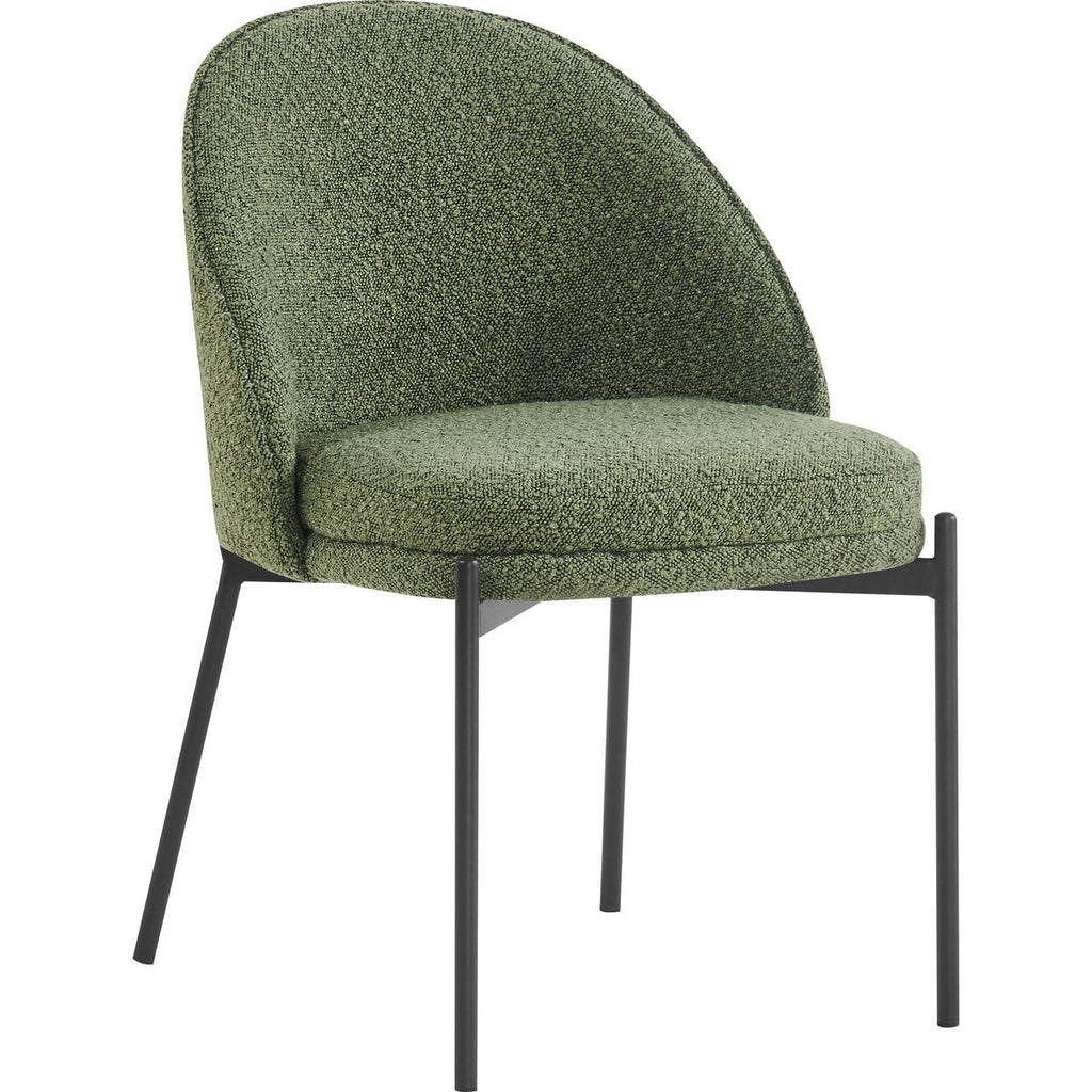 Cloé - Lot de 2 Chaises en Tissu Bouclé - Vert Kaki